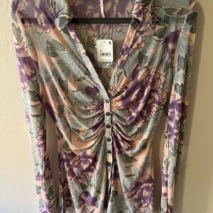 NWT Free People Lucky Shirtee Lilac Bloom Size M